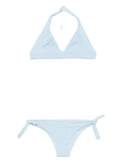 Fisico Cristina Ferrari Textured Halter Bikini In Blue