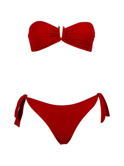 Fisico Cristina Ferrari Tie Red Bikini In Burgundy