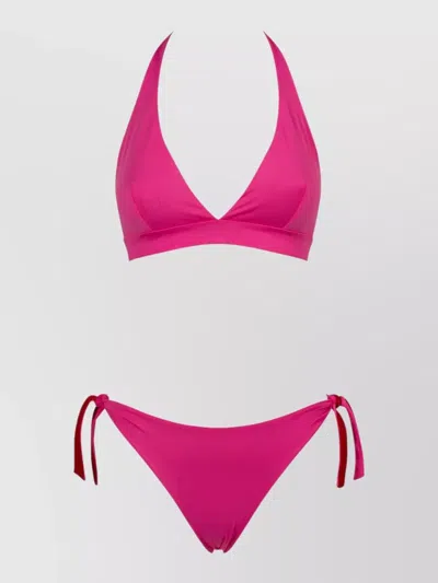 Fisico Cristina Ferrari Triangle Bikini Halter Neck Reversible Straps In Pink