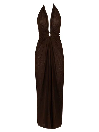 Fisico Cristina Ferrari Tulle Long Beach Dress In Brown