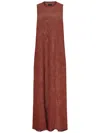 Fisico Cristina Ferrari Fisico Cinnamon Perforated Lurex Knit Maxi Dress