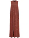 Fisico Cristina Ferrari Fisico Cinnamon Perforated Lurex Knit Maxi Dress