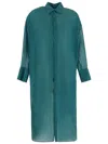 Fisico Cristina Ferrari Fisico Midi Seaweed Ramie Shirt Dress In Green