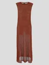 Fisico Cristina Ferrari Fisico Cinnamon Perforated Lurex Knit Maxi Dress In Brown