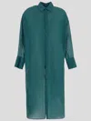 Fisico Cristina Ferrari Fisico Midi Seaweed Ramie Shirt Dress In Green