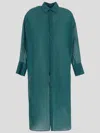 Fisico Cristina Ferrari Fisico Midi Seaweed Ramie Shirt Dress In Green