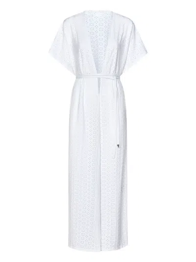 Fisico Embroidered-eyelet Maxi Robe In White