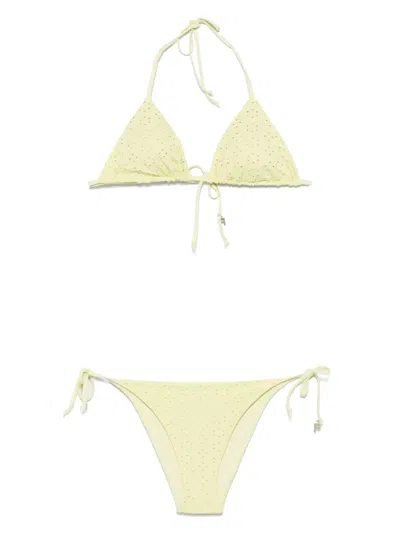 Fisico Cristina Ferrari Floral-pattern Bikini In Yellow