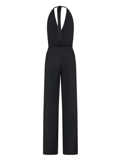Fisico Halterneck Jumpsuit In Black