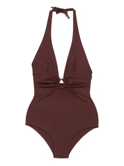 Fisico Cristina Ferrari Halterneck Swimsuit In Brown
