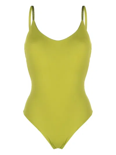 Fisico Cristina Ferrari Logo-embellished Sleeveless Swimsuit In Green