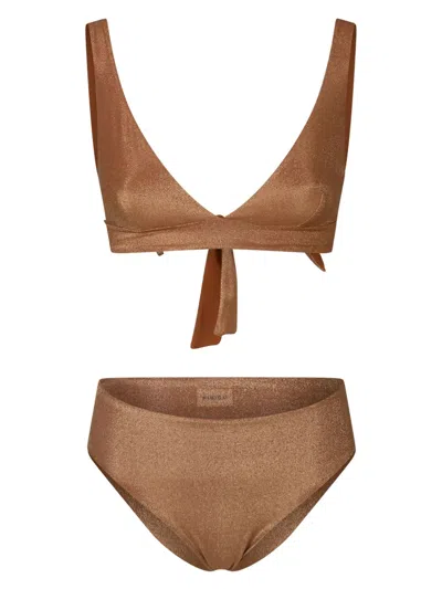 Fisico Cristina Ferrari Lurex Bikini In Brown