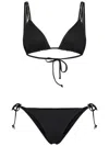 Fisico Cristina Ferrari Fisico Microfiber Black Bikini With Crystal-embellished Shoulder Straps In Black