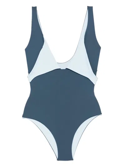 Fisico Cristina Ferrari One-piece Swimsuit With Knot In Blue