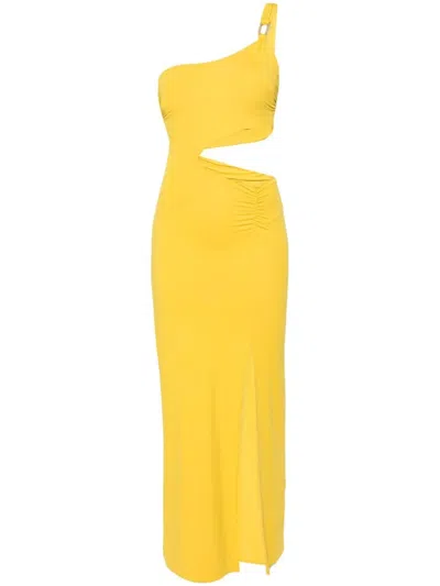 Fisico Cut-out Jersey Maxi Dress In Yellow