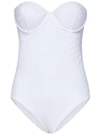 Fisico Cristina Ferrari Fisico Padded Broderie Anglaise-effect One-piece Swimsuit In White