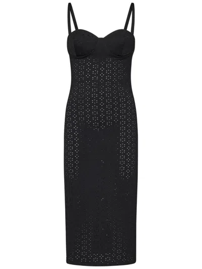 Fisico Cristina Ferrari Fisico Perforated Microfibre Black Midi Dress