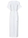 Fisico Cristina Ferrari Fisico Perforated Microfibre Long Caftan In White