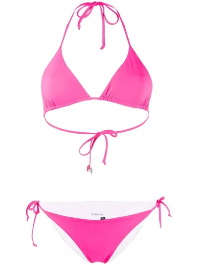Fisico Reversible Halterneck Bikini In Rosa