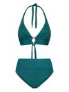 Fisico Cristina Ferrari Fisico Triangle Top Microfiber Bikini With High-waisted Briefs In Green