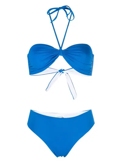 Fisico Cristina Ferrari Ruched Bandeau Bikini Set In 蓝色