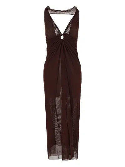 Fisico Cristina Ferrari Stretch-silk Dress In Brown