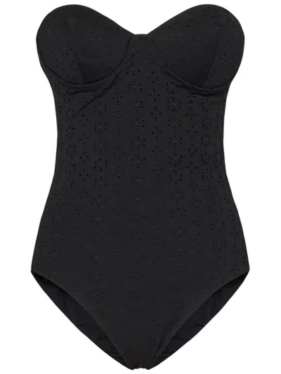 Fisico Cristina Ferrari Fisico Broderie Anglaise-effect Black Microfibre Swimsuit