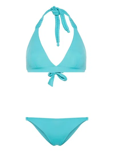 Fisico Cristina Ferrari Triangle-cup Halterneck Bikini In Light Blue