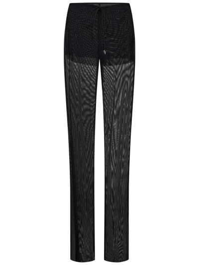Fisico Cristina Ferrari Fisico Transparent Tulle Black Trousers With Drawstring Waist