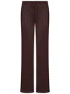 Fisico Cristina Ferrari Fisico Chocolate Brown Relaxed-fit Trousers With Sangallo Detailing