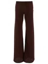 Fisico Cristina Ferrari Fisico Chocolate Brown Relaxed-fit Trousers With Sangallo Detailing In Brown