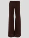 Fisico Cristina Ferrari Fisico Chocolate Brown Relaxed-fit Trousers With Sangallo Detailing In Cioccolato
