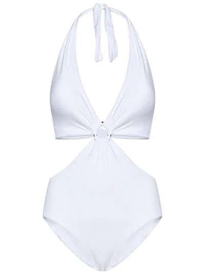 Fisico White Microfiber Trikini With Gold Hardware