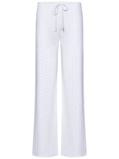 Fisico Cristina Ferrari Fisico White Trousers With Sangallo Detailing