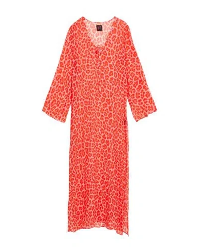 Fisico Leopard-print Maxi Beach Dress In Orange