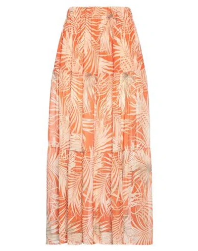 Fisico Cristina Ferrari Fisico Woman Maxi Skirt Orange Size M Viscose, Silk