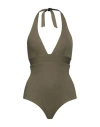 Fisico Woman One-piece Swimsuit Military Green Size Xs Polyamide, Elastane