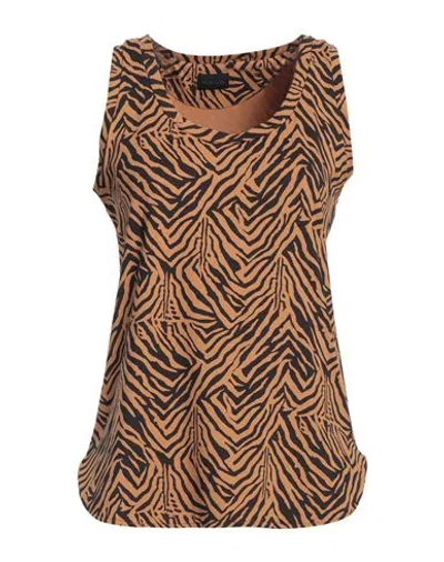 Fisico Cristina Ferrari Fisico Woman Tank Top Brown Size L Polyamide, Elastane