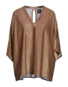 Fisico Cristina Ferrari Fisico Woman Top Light Brown Size L Viscose, Polyester, Polyamide In Beige