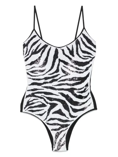 Fisico Cristina Ferrari Zebra-patterned Swimswuit In Black