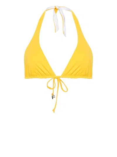 Fisico Top Bikini A Triangolo Reversibile In Yellow