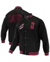 Fisll Men's And Women's Black Cleveland Cavaliers Logo Man Shadow Collection Full-snap Varsity Jacket