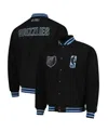 Fisll Men's And Women's Black Memphis Grizzlies Logo Man Shadow Collection Full-snap Varsity Jacket In Black