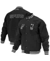 Fisll Men's And Women's Black San Antonio Spurs Logoman Shadow Collection Full-snap Varsity Jacket In Animal Print