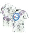 Fisll Men's White, Black Philadelphia 76ers Asymmetric Bold Smoke T-shirt In White,black