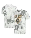 Fisll Men's White Brooklyn Nets Gold Foil Splatter Print T-shirt In White