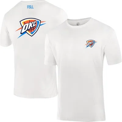 Fisll Unisex  White Oklahoma City Thunder Burst Logo T-shirt
