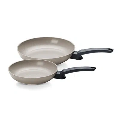 Fissler Ceratal Evo Classic Ceramic Non-stick Frying Pan 2 Piece Set, 9.5 Inch And 11 Inch, Orbit Black In Warm Grey