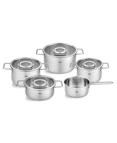 Fissler Pure Collection Stainless Steel 9 Piece Cookware Set With Glass Lids