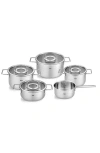 Fissler Pure Collection Stainless Steel 9 Piece Set With Glass Lids In Stainless Steel